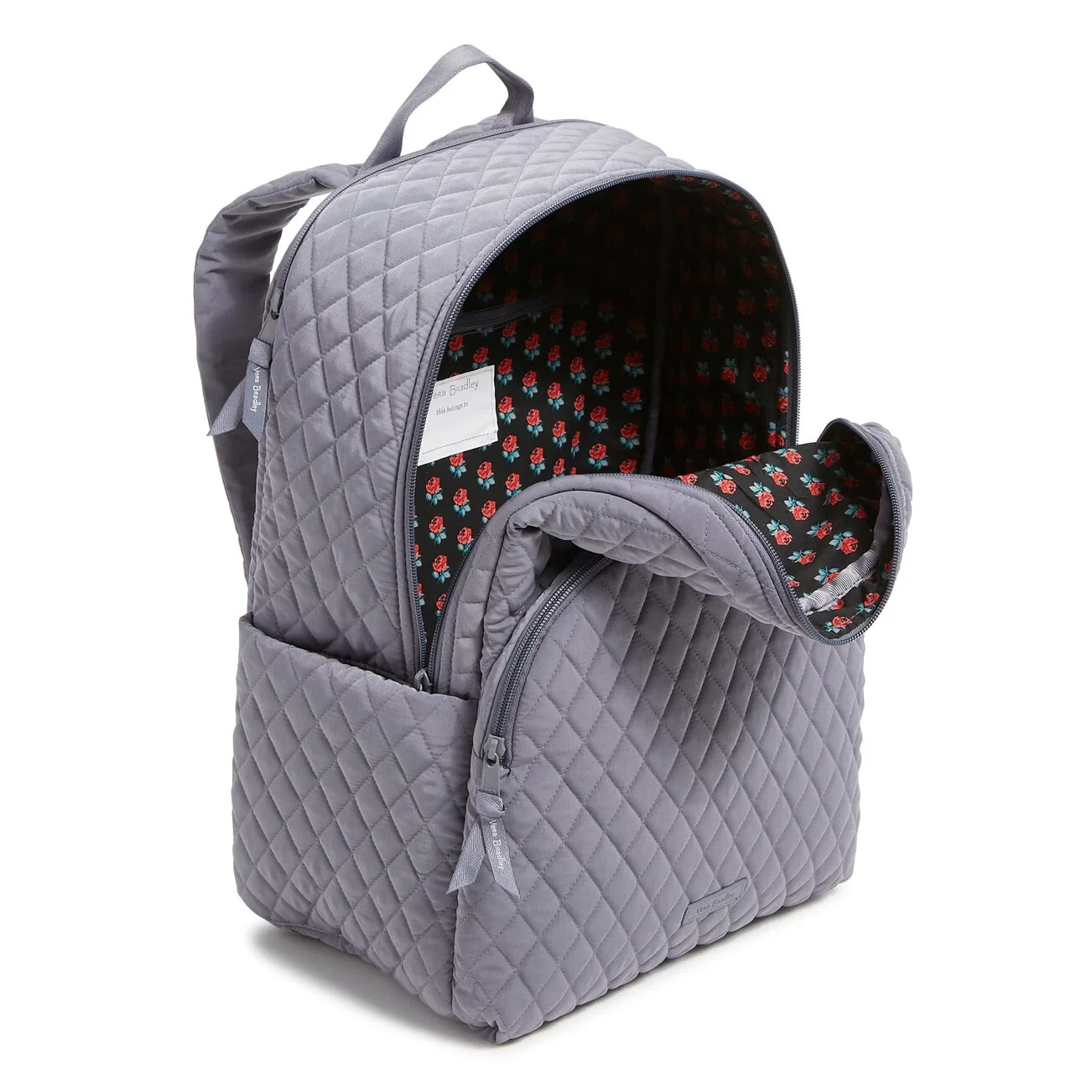 VERA BRADLEY Large ESSENTIAL Backpack Microfiber LAPTOP BAG WORK NWT Carbon Gray