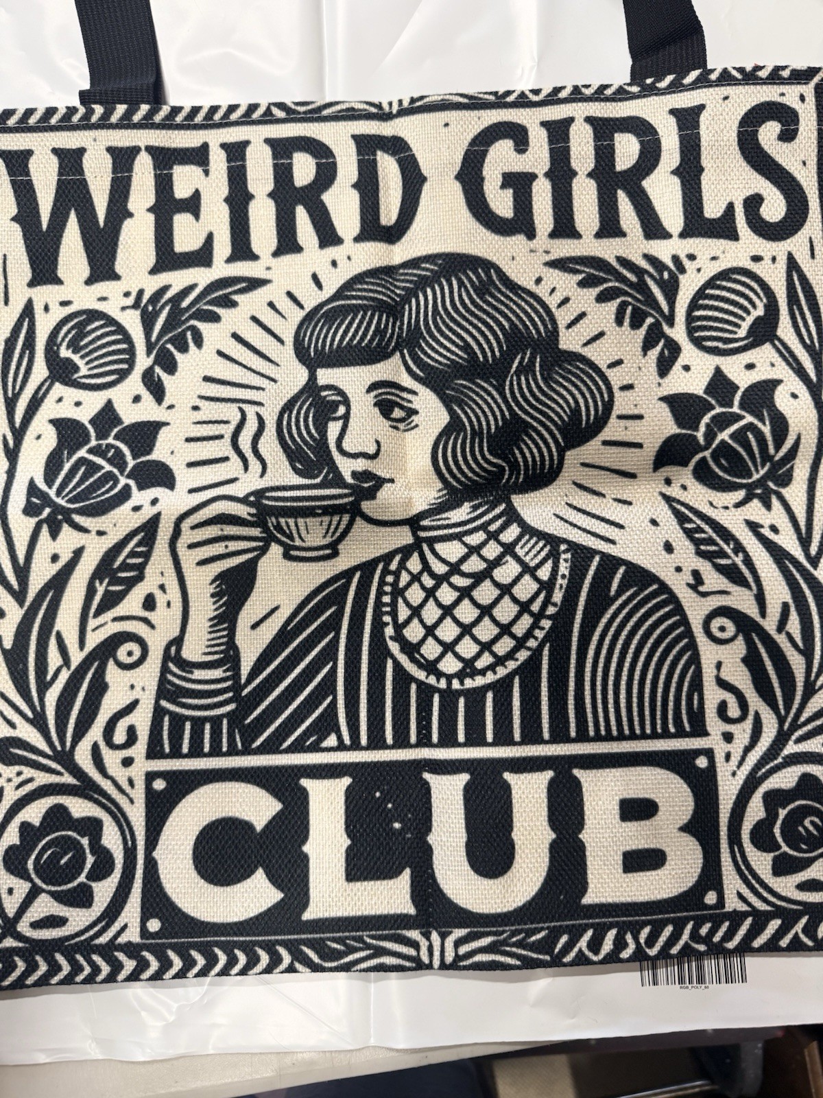 Weird Girls Club White/Black Canvas Tote bag