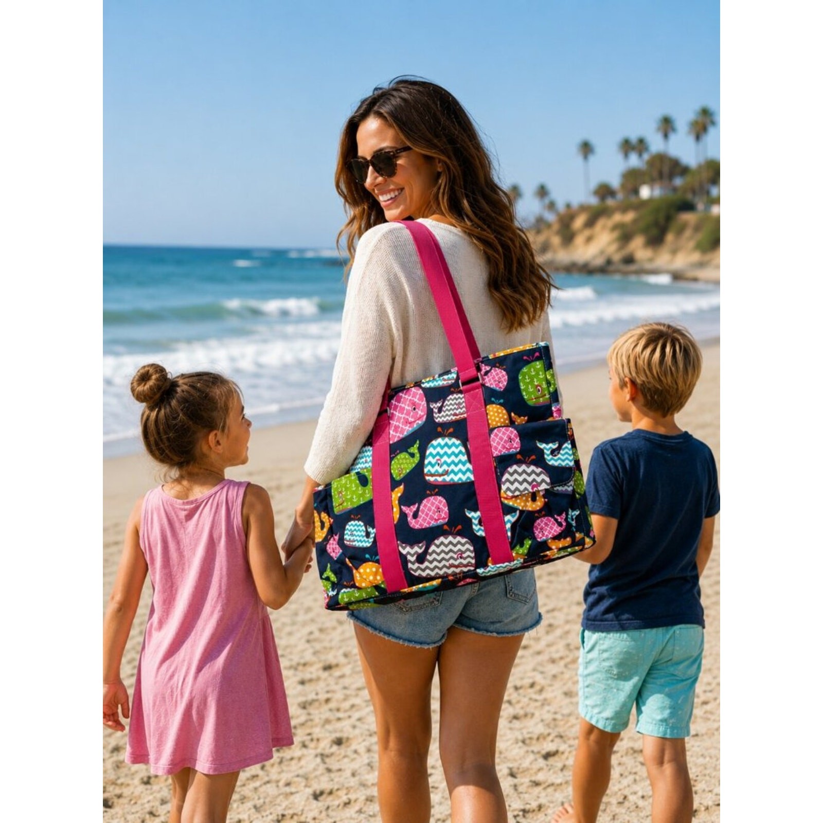 🐳 NGIL Whale Beach Tote Bag ⭐ 5 Star Rating NGIL ⭐ Zip Top w/ Multiple Pockets