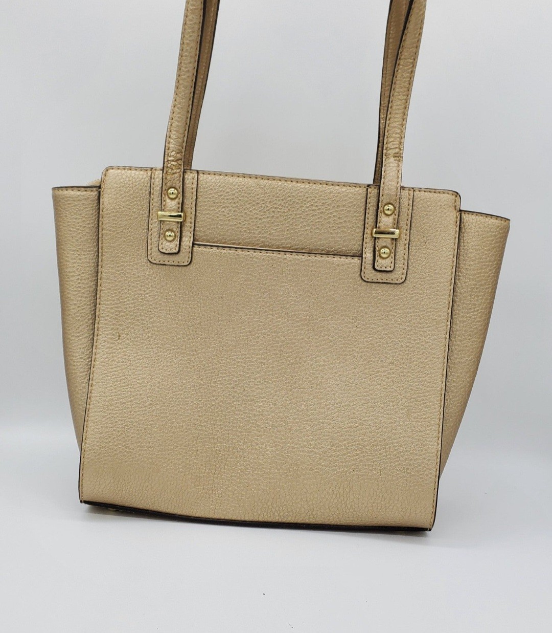 Anne Klein Front Runner Gold-Dust Pebbled Faux Leather Tote NWT