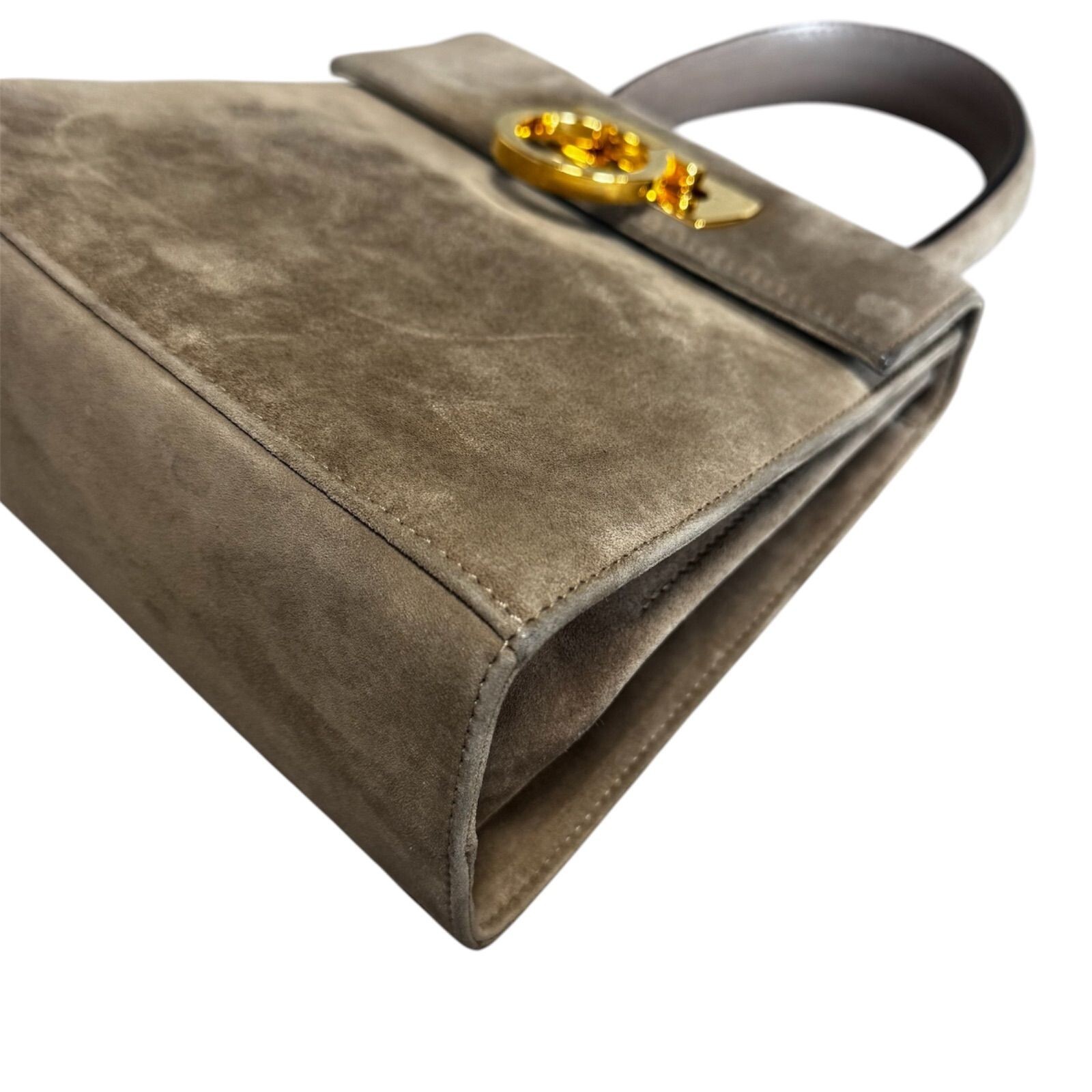 SALVATORE FERRAGAMO 2WAY Bag Gancini Suede Gray Vintage Authentic From Japan