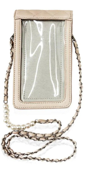 Badgley Mischka Diamond Quilted Studded Pearls Crossbody Phone Case Pink NWT