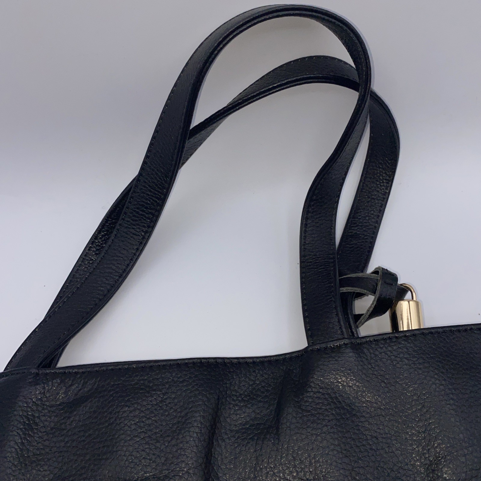 ONNA EHRLICH Carrie Black Pebbled Leather North/ South Shoulder Tote Bag
