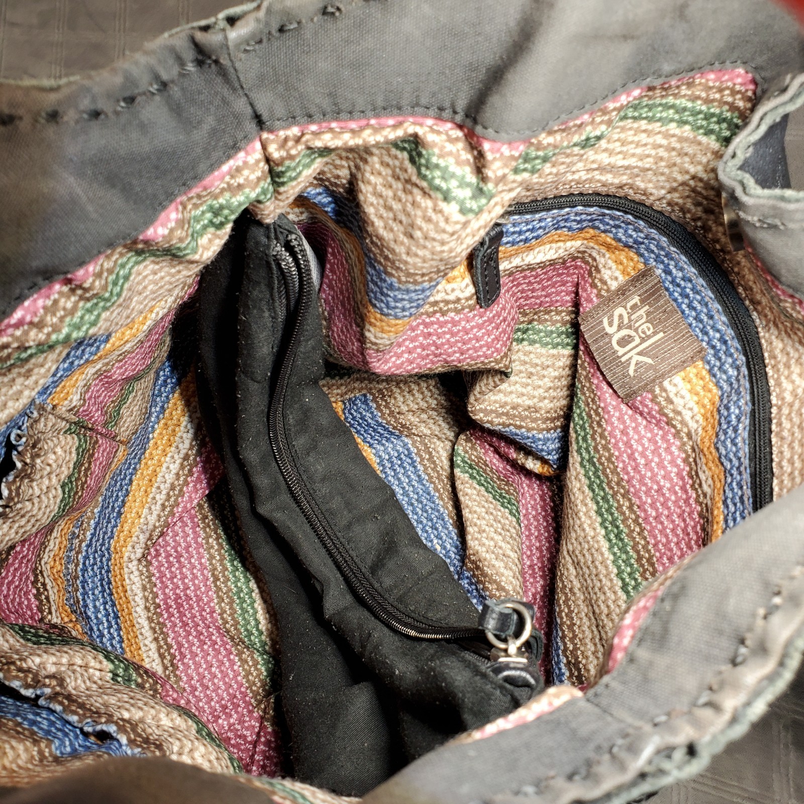 ​The Sak Los Feliz Black Pebbled Leather Hobo Bag Shoulder Tote Braided Strap