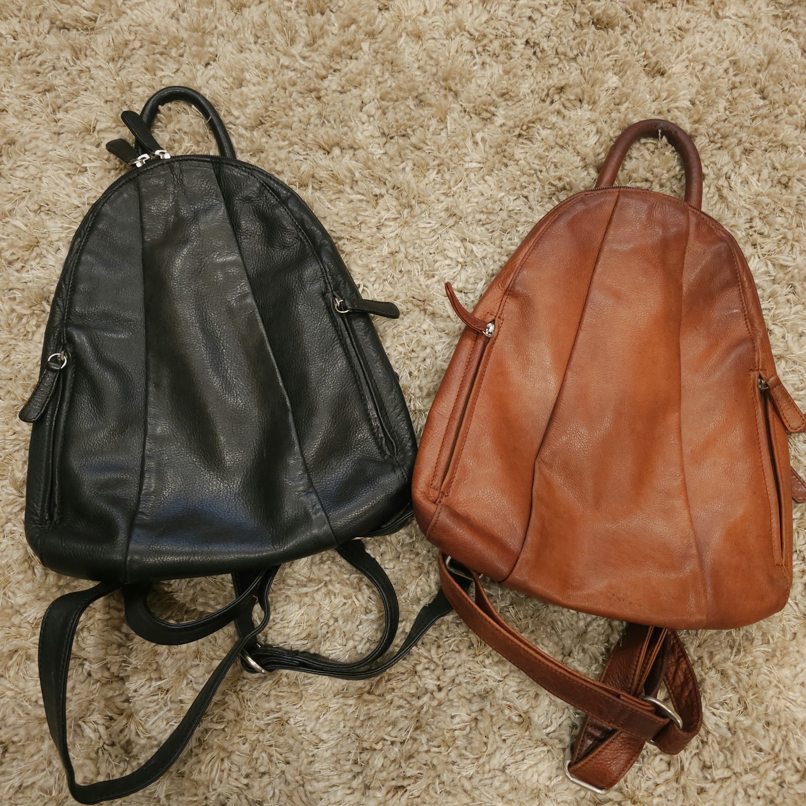 Lot 2 Osgoode Marley Teardrop Leather Backpacks Brown Black Purse Tote Bags B85
