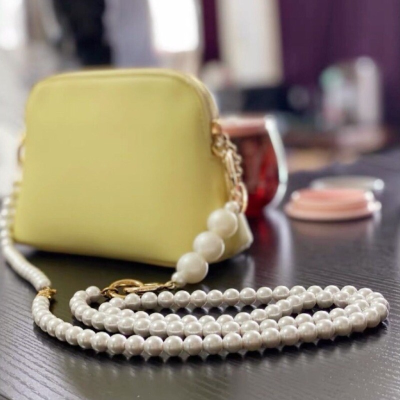 Replacement Beaded Bag Chain DIY Faux Pearl Shoulder Strap Cross Body Chic 120cm