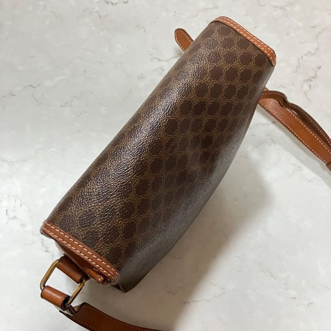 CELINE Shoulder bag Macadam Triomphe Leather Brown Vintage Authentic From Japan