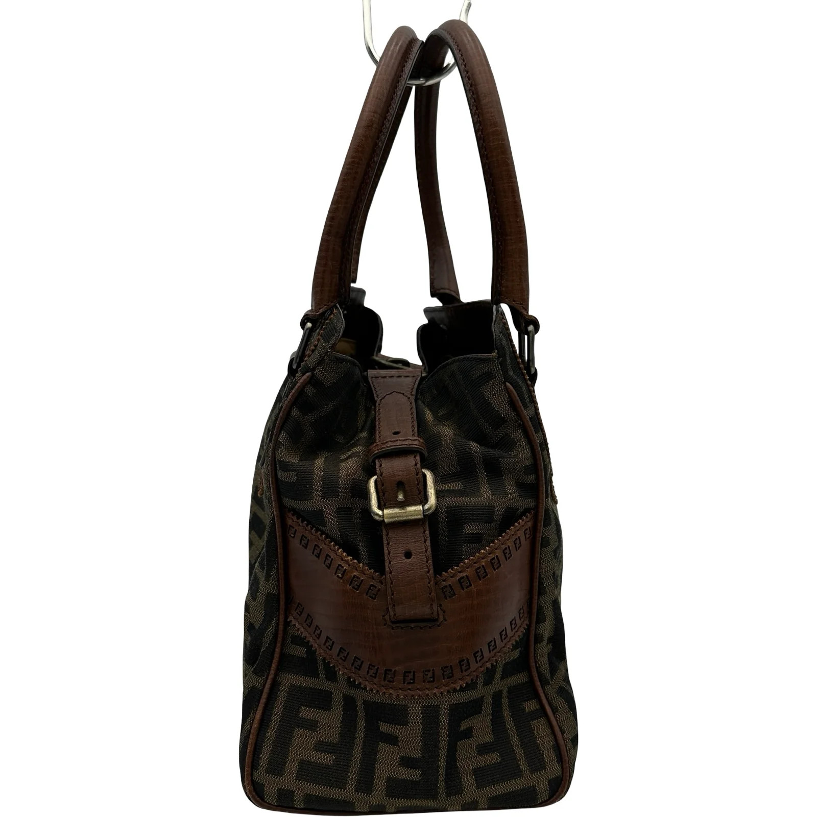 FENDI Peekaboo Brown Jacquard Handbag 8BN157 #OKB4027