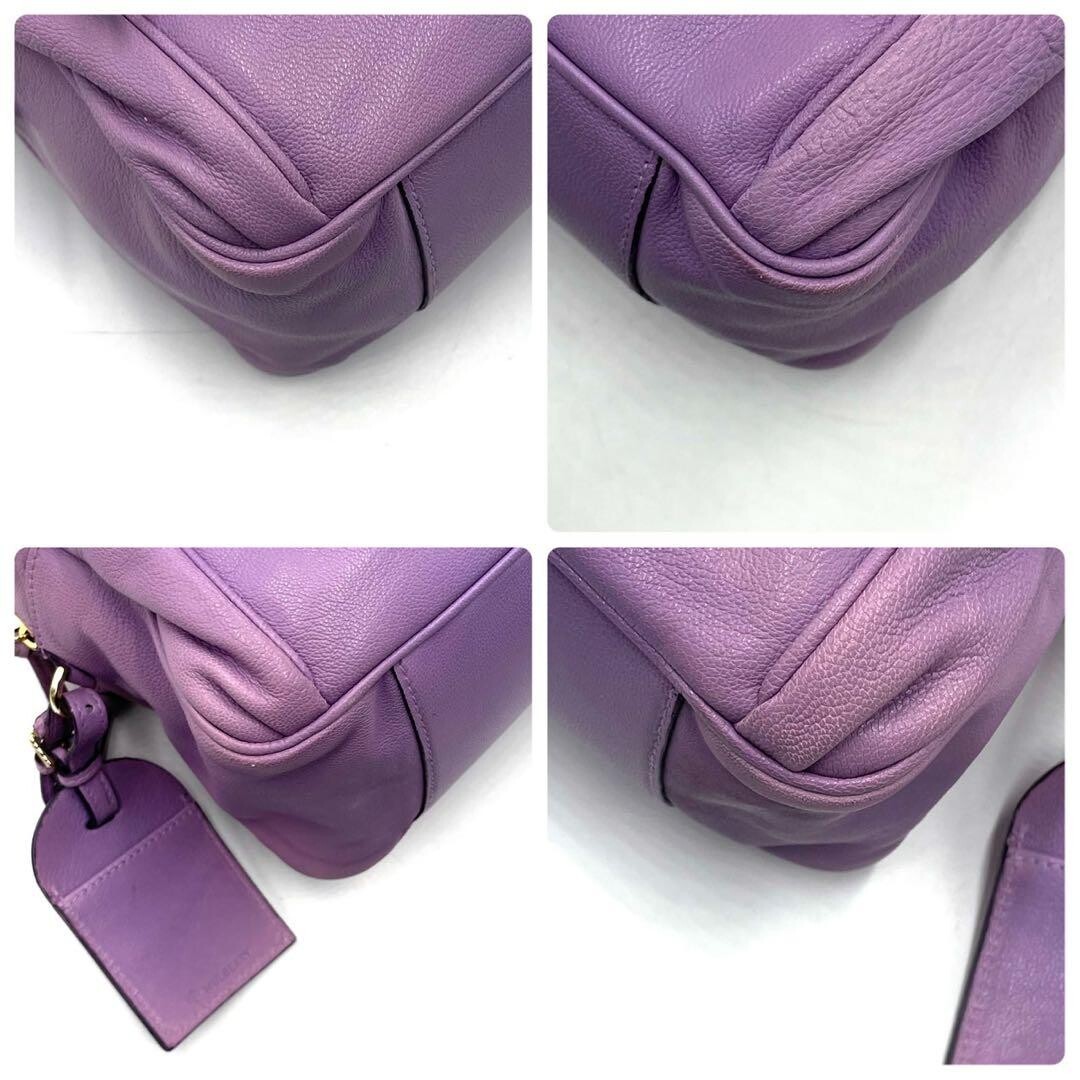 MULBERRY Handbag Mini Boston Bag Leather Purple Vintage From Japan