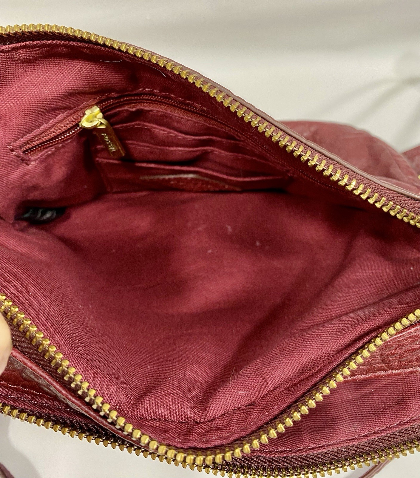 Fossil Piper Toaster Crossbody Burgundy Wine Pebbled Leather Bag Purse Medium