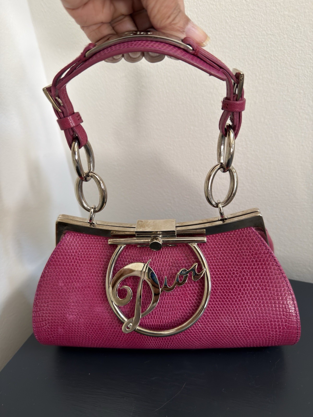 Christian Dior Vintage Diva Pink Lizard Handbag