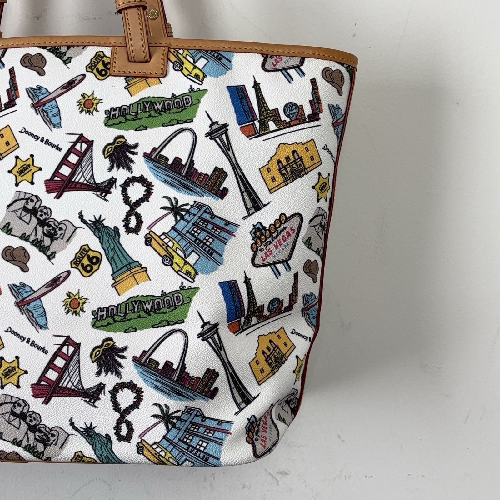 Dooney & Bourke Americana US Landmarks Shopper Tote Shoulder Leather Bag LikeNEW
