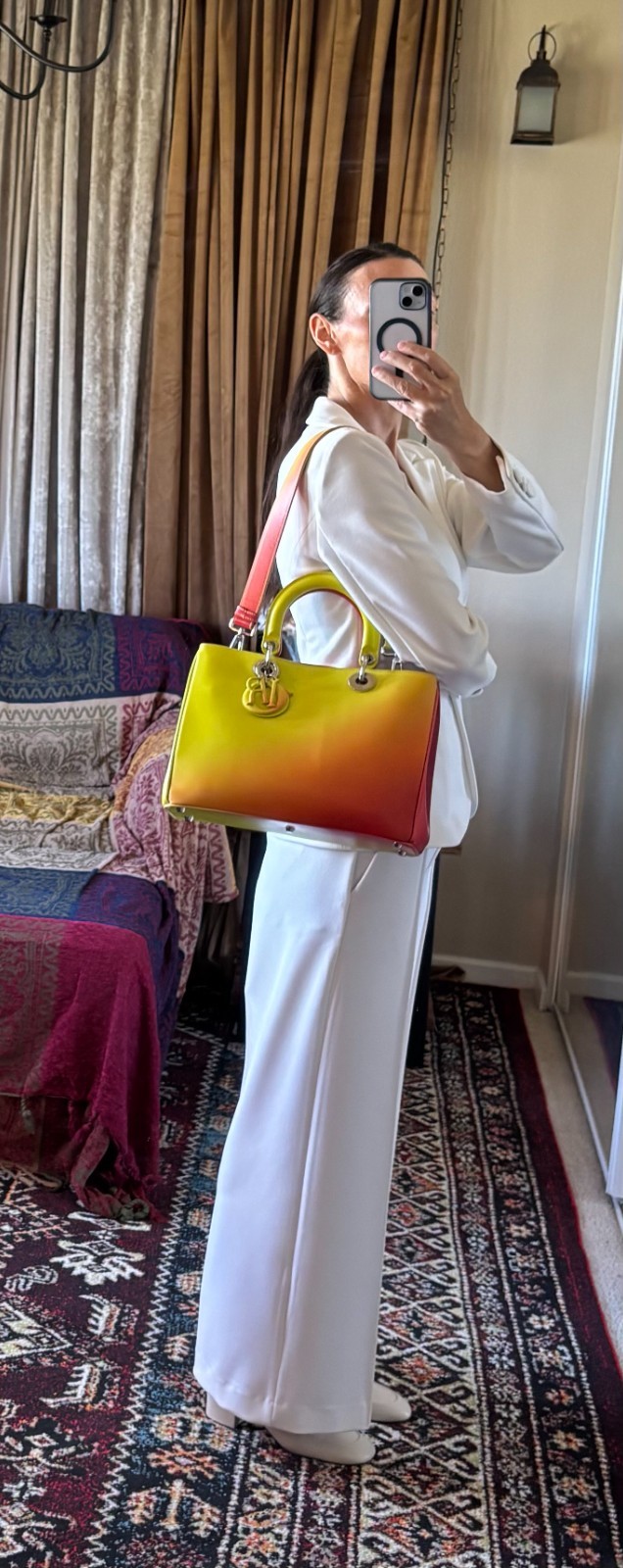 Christian Dior Classic Diorissimo Medium Tote Yellow/Orange Ombre- Pouch, Snaps