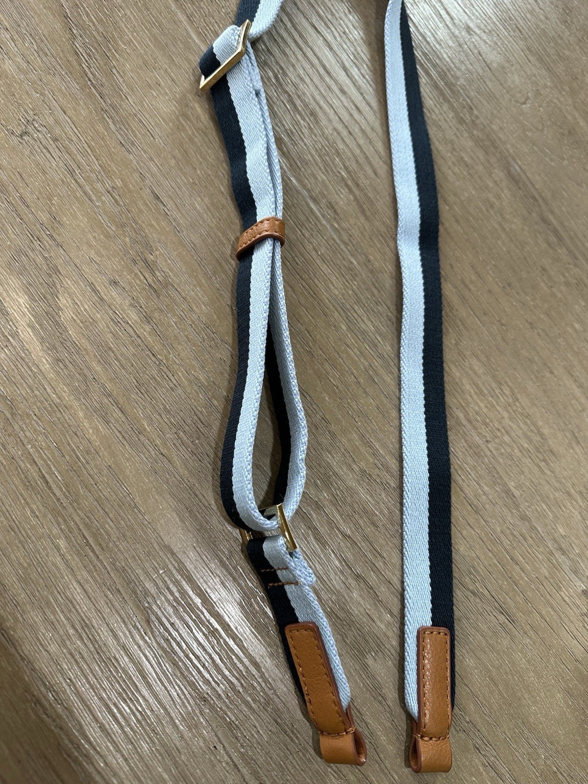 Mark and Graham Build a bag Crossbody strap navy and light Blue Twill