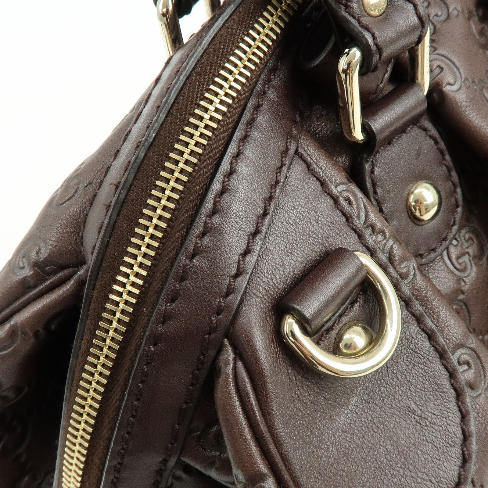 GUCCI Sukey Interlocking G Guccissima Leather 2WAY Bag Brown 223974 Used F/S