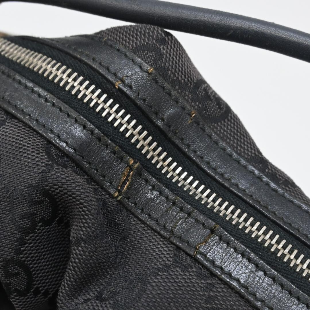 GUCCI GG Canvas Shoulder Bag Black Interlocking G Logo Zip with Strap 0013614