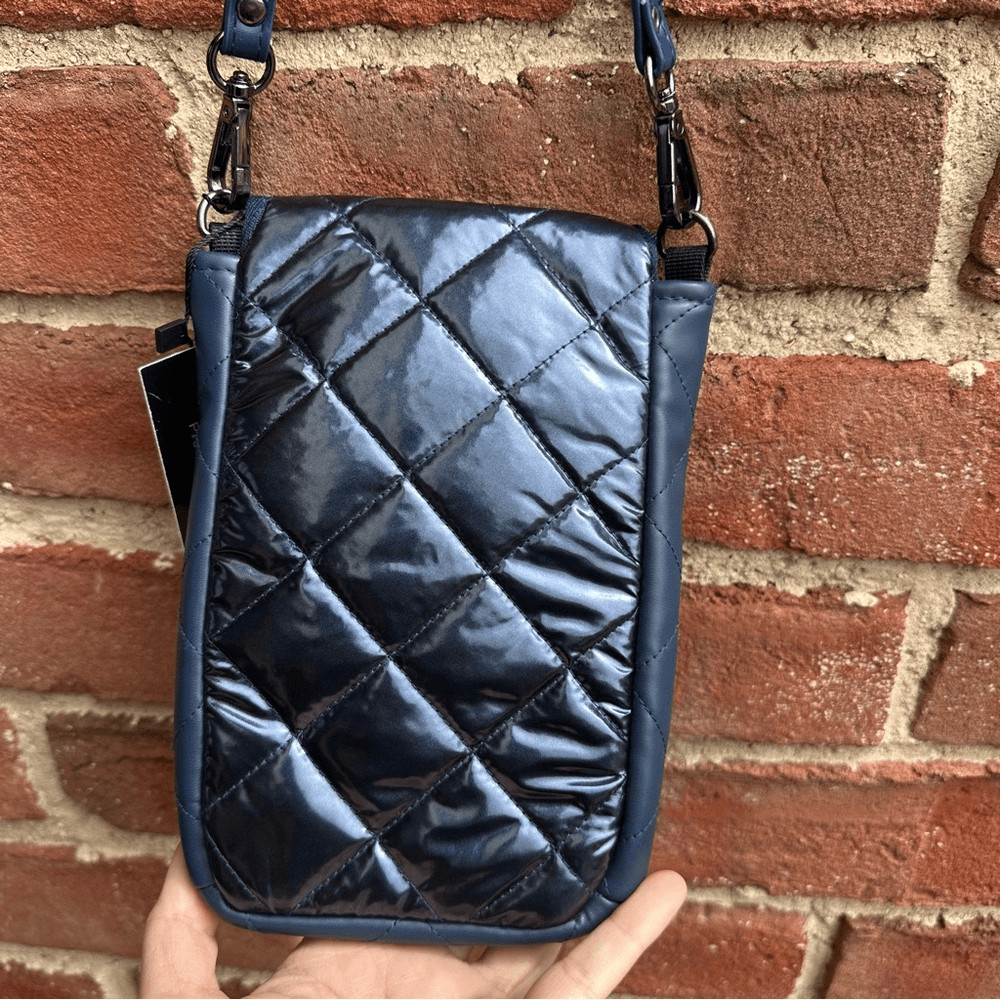 Haute Shore Riley Sea Phone Flap Crossbody bag quilted in Navy Shine NWT