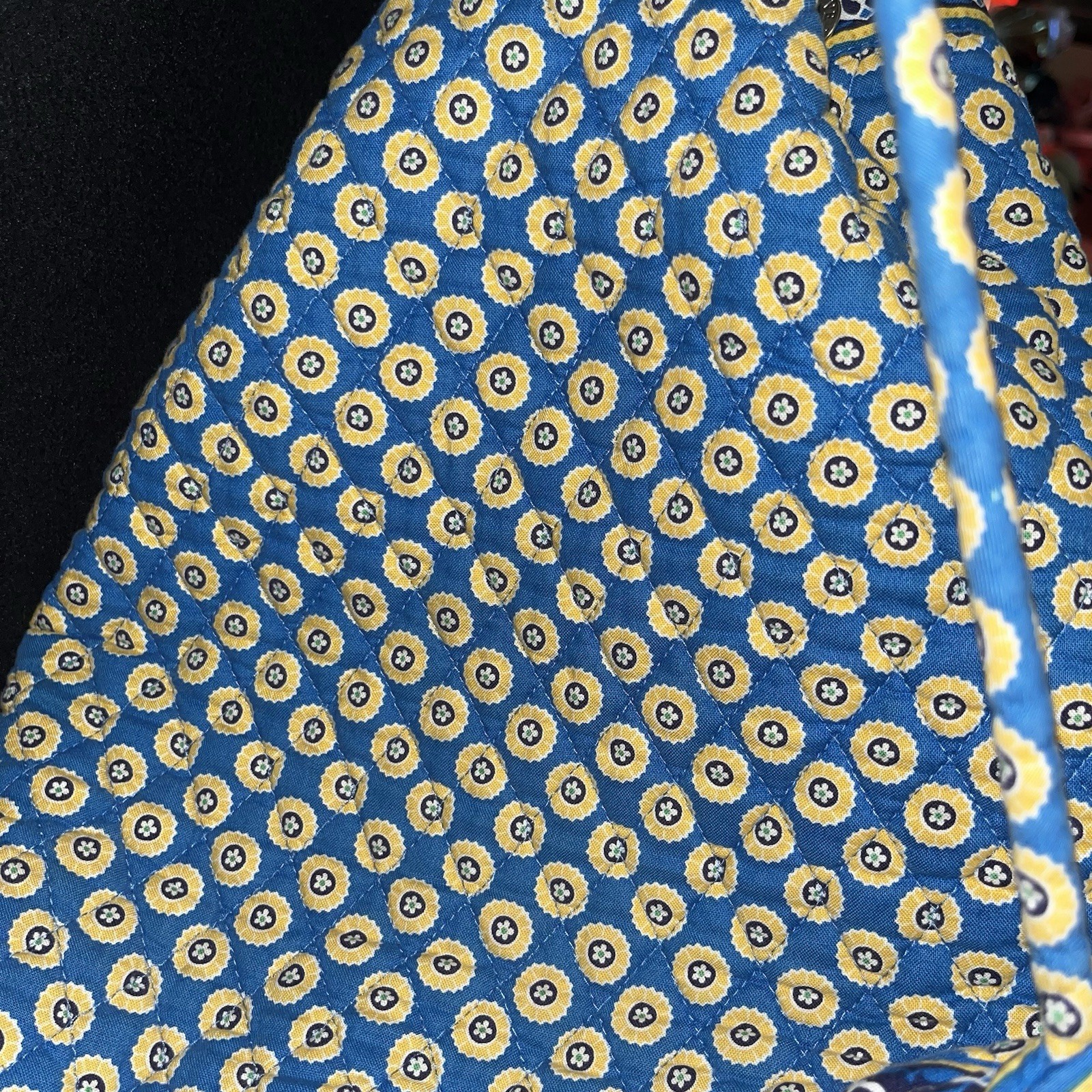 Vera Bradley Quilted Blue Yellow Geometric Design Sling Backpack