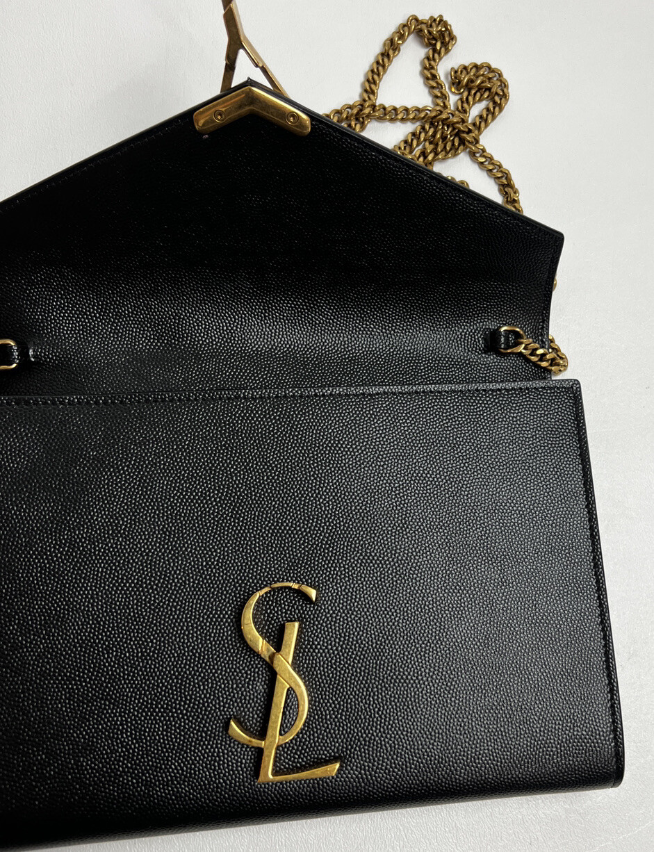 Saint Laurent Cassandra Chain Wallet Shoulder Bag in Black #398