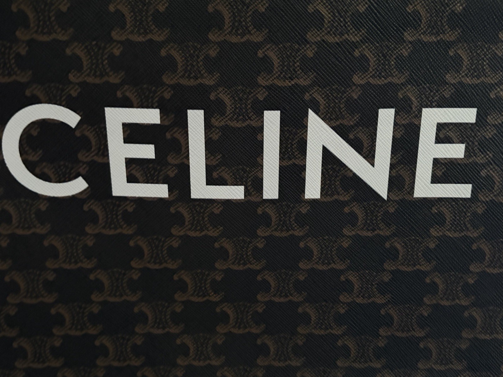 Authentic CELINE Small Vertical Cabas Tote Bag Triomphe Canvas Tan Excellent