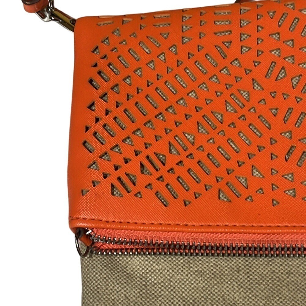 Stella & Dot Waverly Orange Geometric Cut Out Purse boho crossbody clutch bag