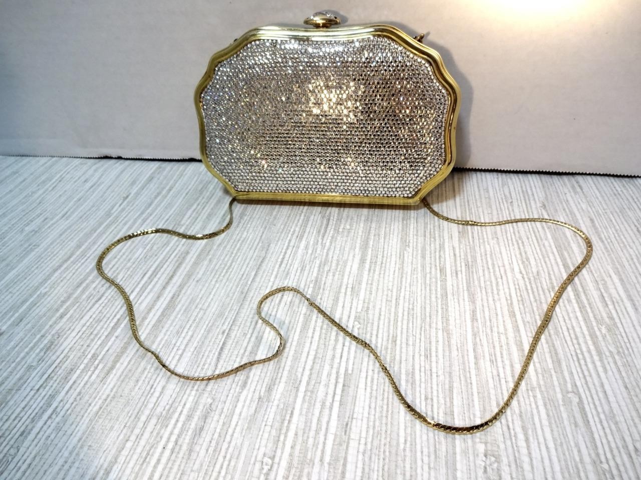 JUDITH LEIBER CLASSIC CRYSTAL MINIAUDIERE CLUTCH/CROSSBODY/EVENING BAG HANDBAG