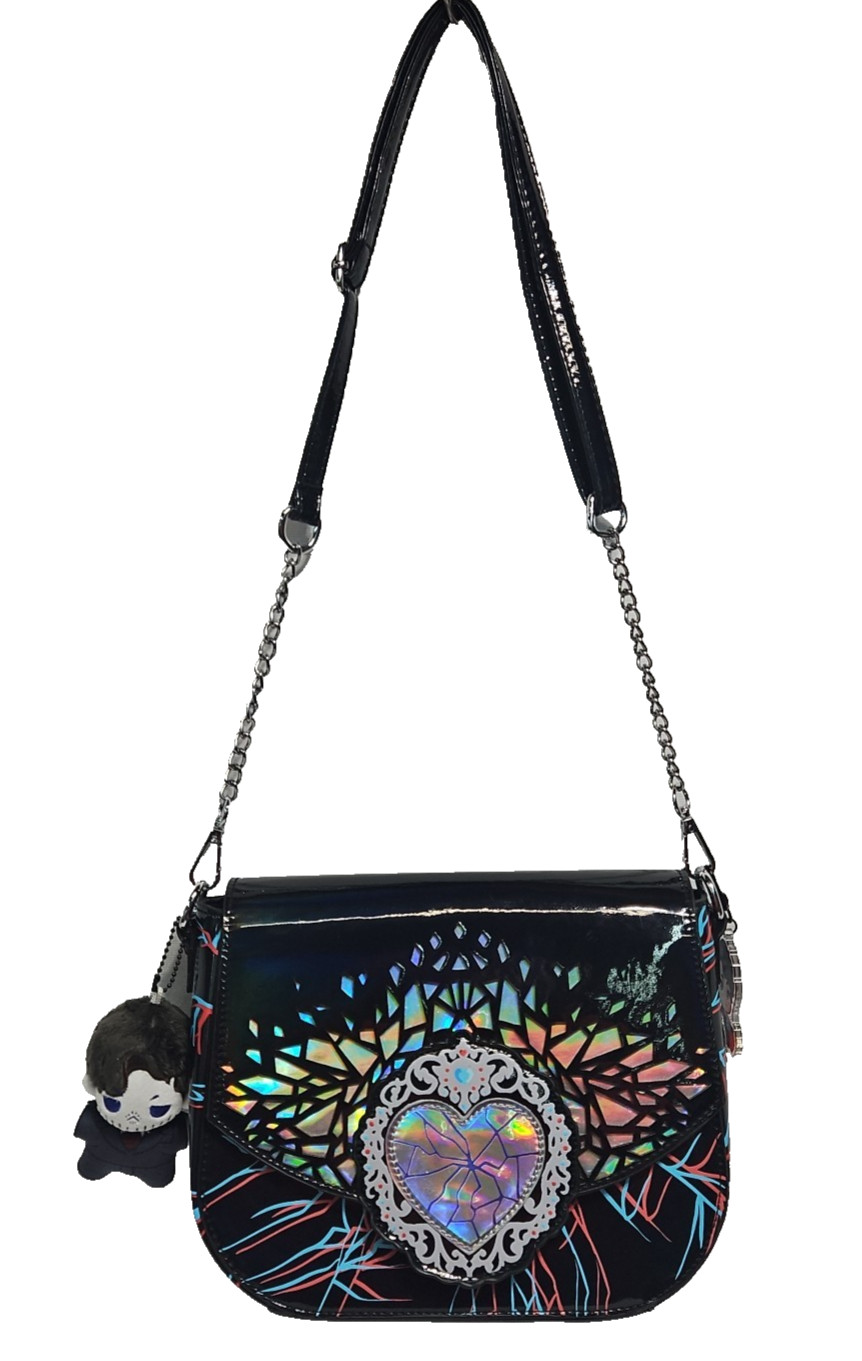 BLUE WOLF ANGEL DARK & WILFORD ITA BAG BLACK &SILVER PURSE W/KEYCHAINS