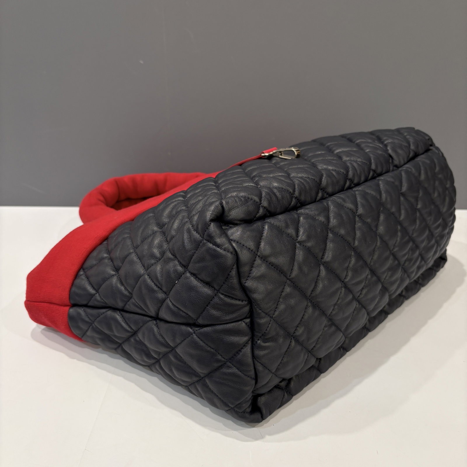 Chanel Tote Bag Red Navy Black Calfskin Jersey (ac020926b0)