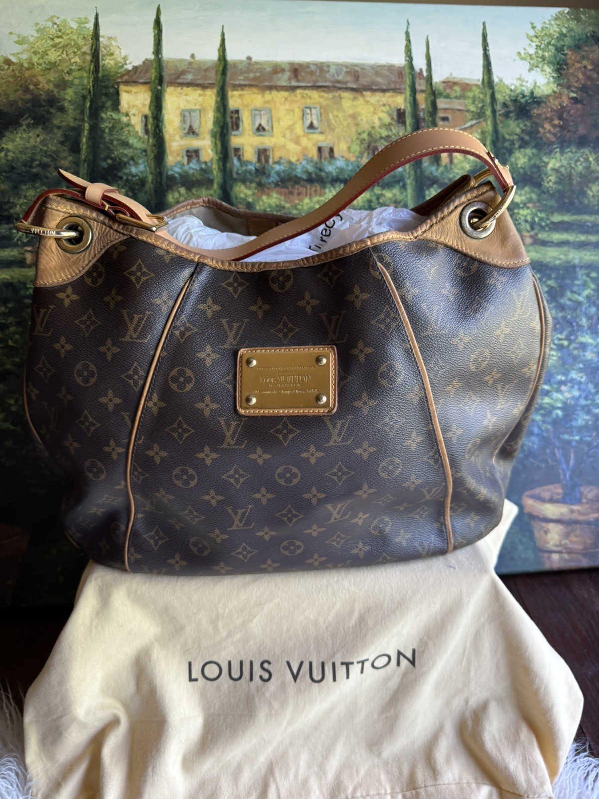 Authentic Louis Vuitton Galliera GM Monogram Hobo Shoulder Handbag