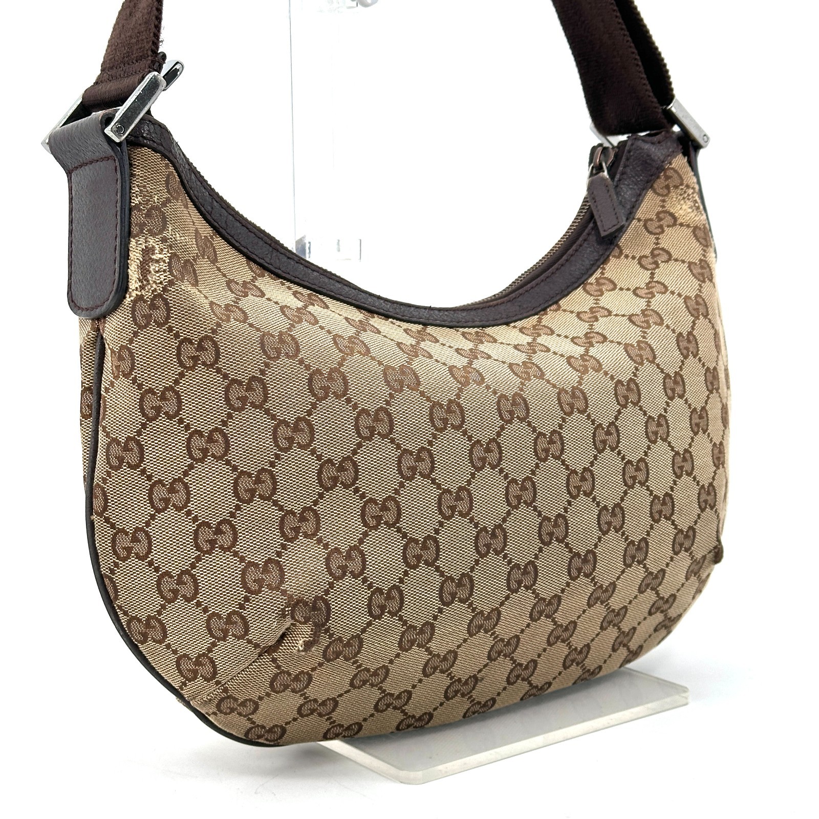 Gucci Canvas Leather GG Crossbody Shoulder Bag Brown 181092 Authentic