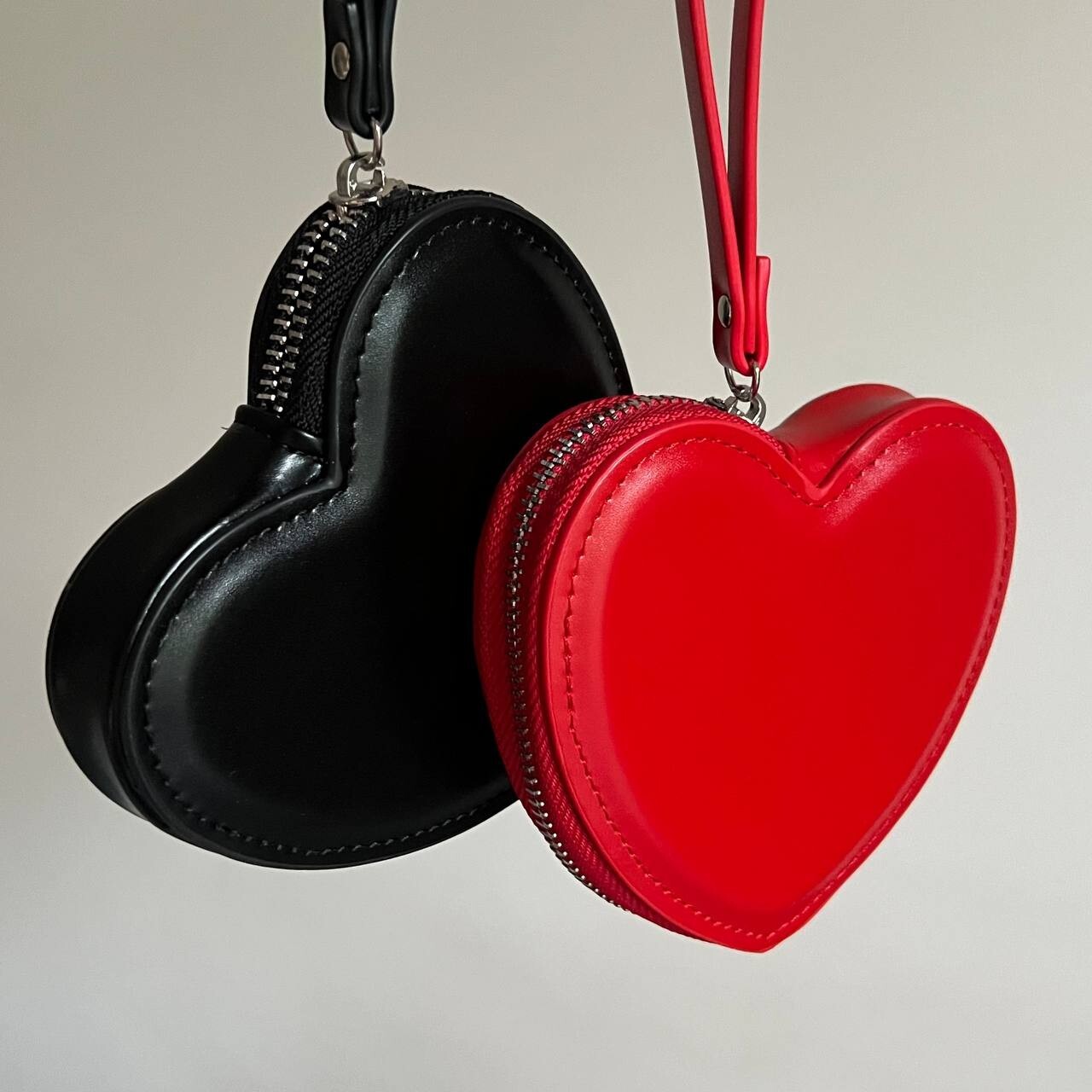 Leather Heart Shaped Wristlet Small Bag, Cute Girly Heart Pouch