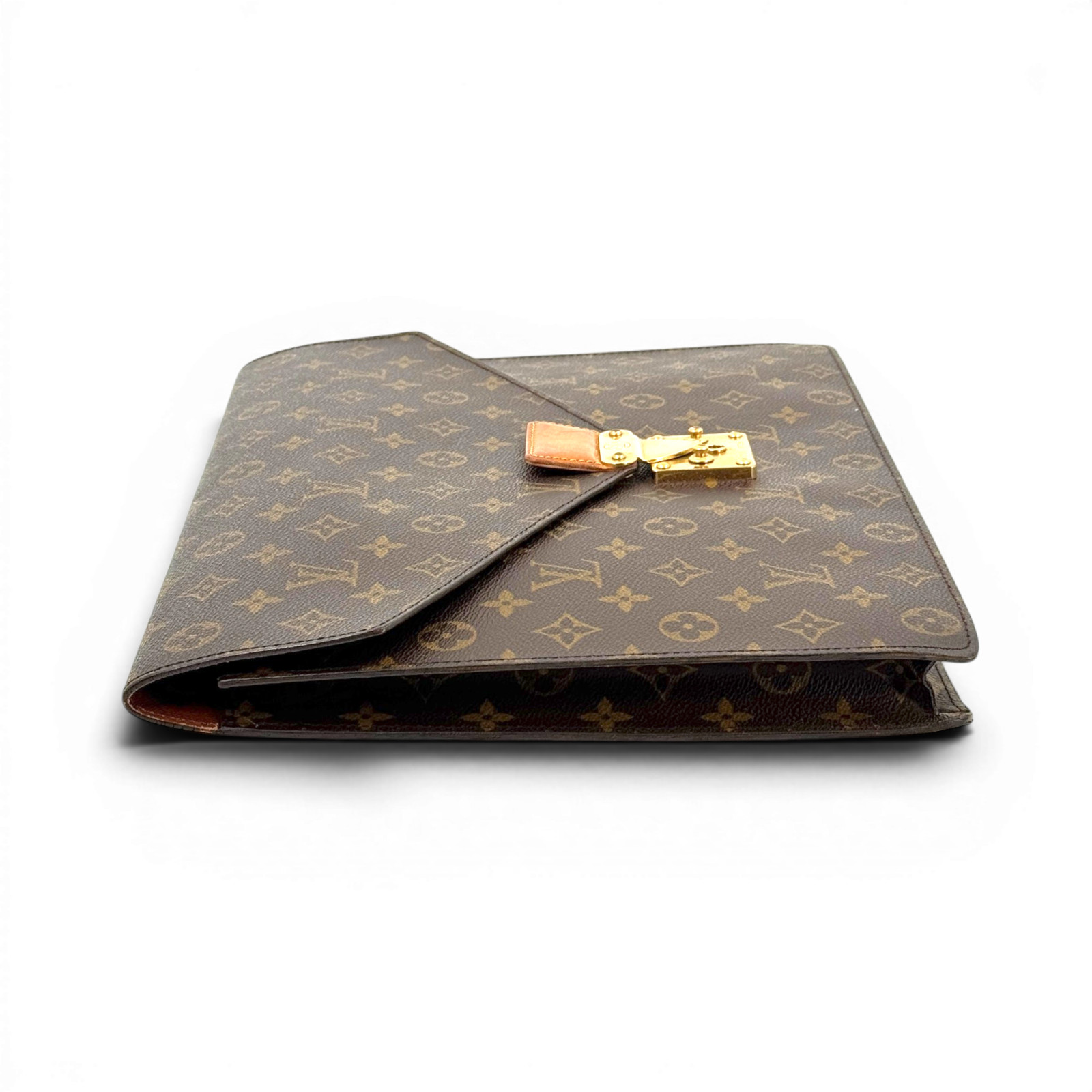 LOUIS VUITTON Porte Documents Senateur Monogram Canvas Brown Briefcase M53335