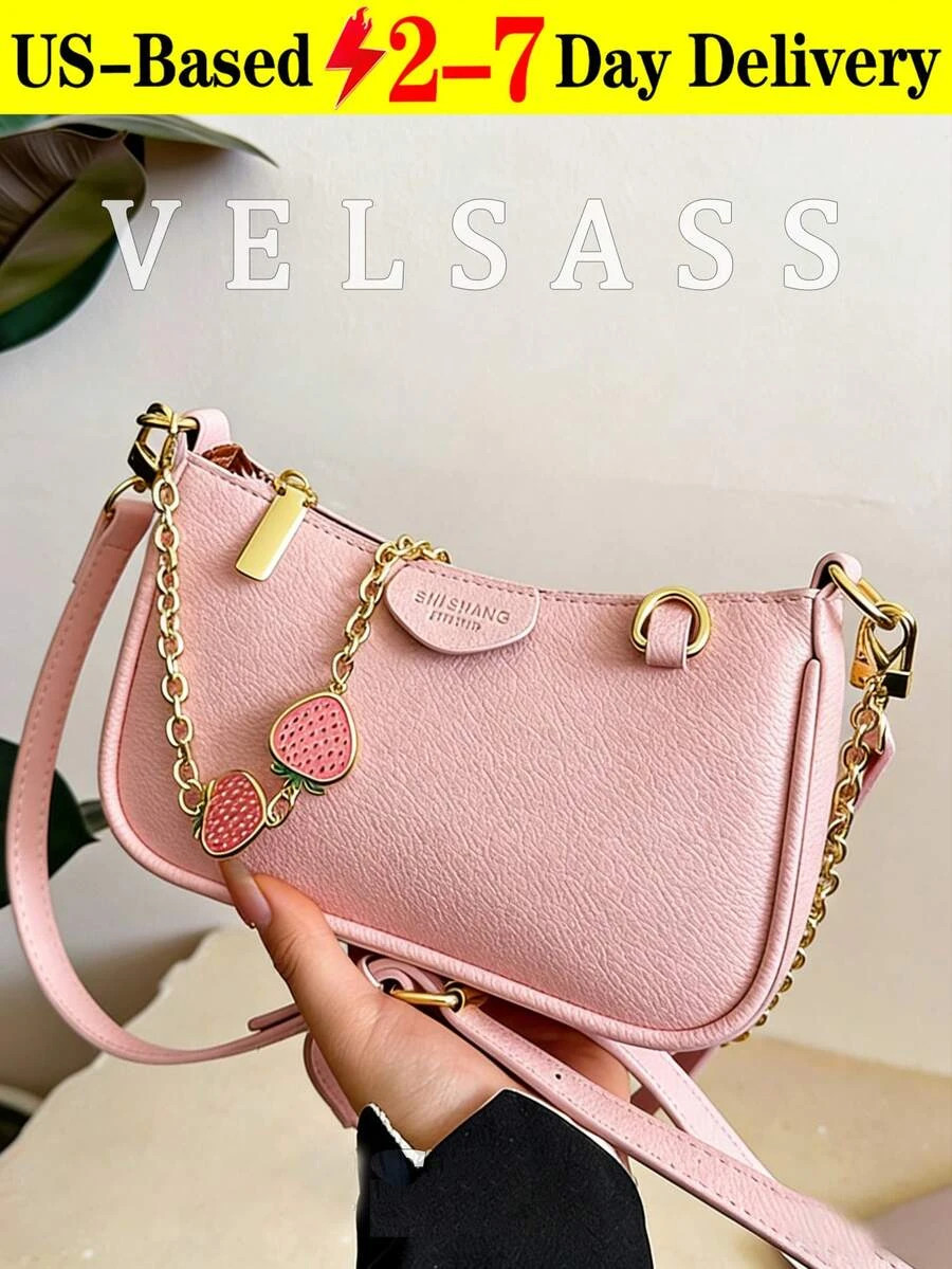 New Fashion Classic Versatile Letter Graphic Design Solid Color PU Leather