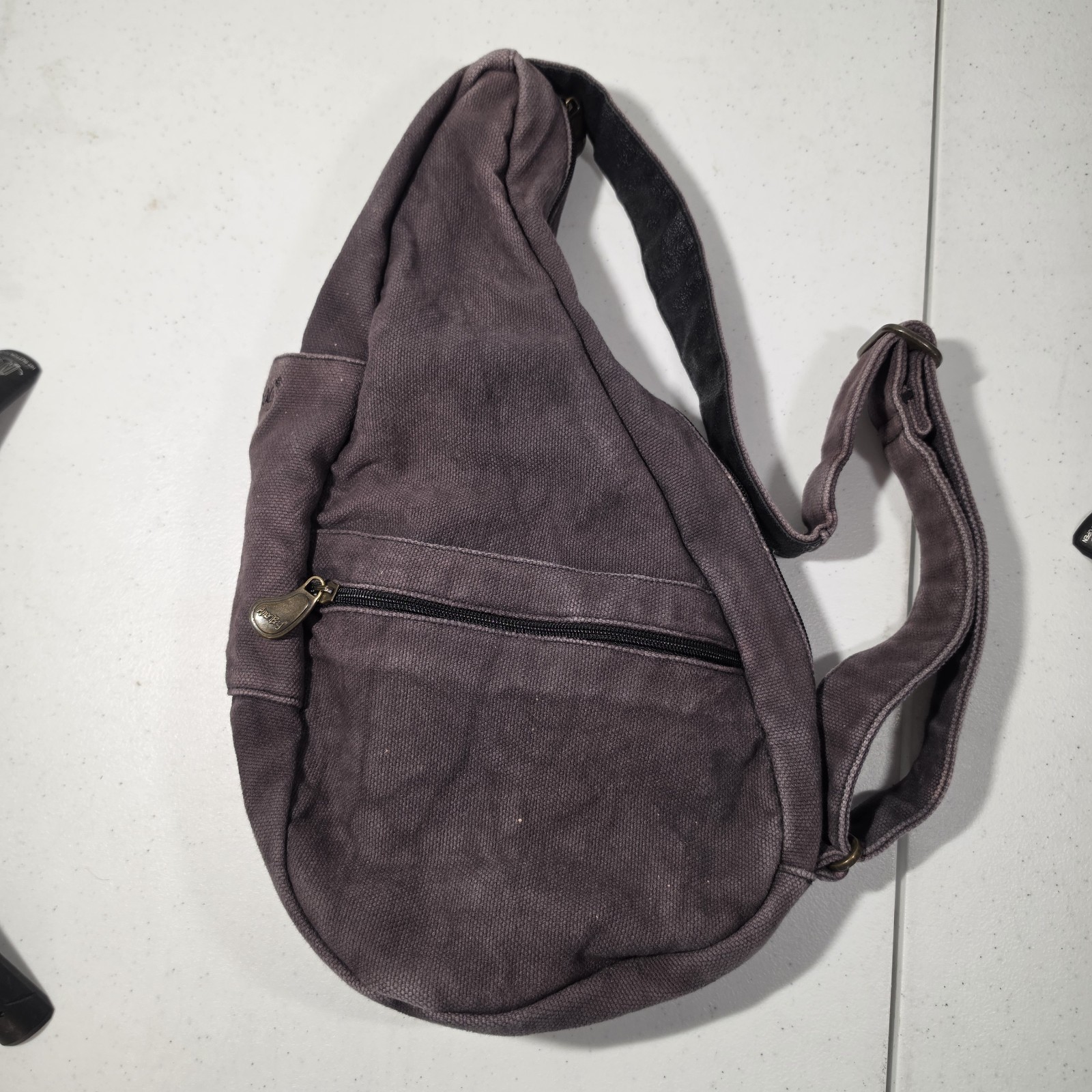 Y2K AmeriBag Healthy Back Bag. Style 3100 Earthy Purple, Washed Canvas Sling Bag