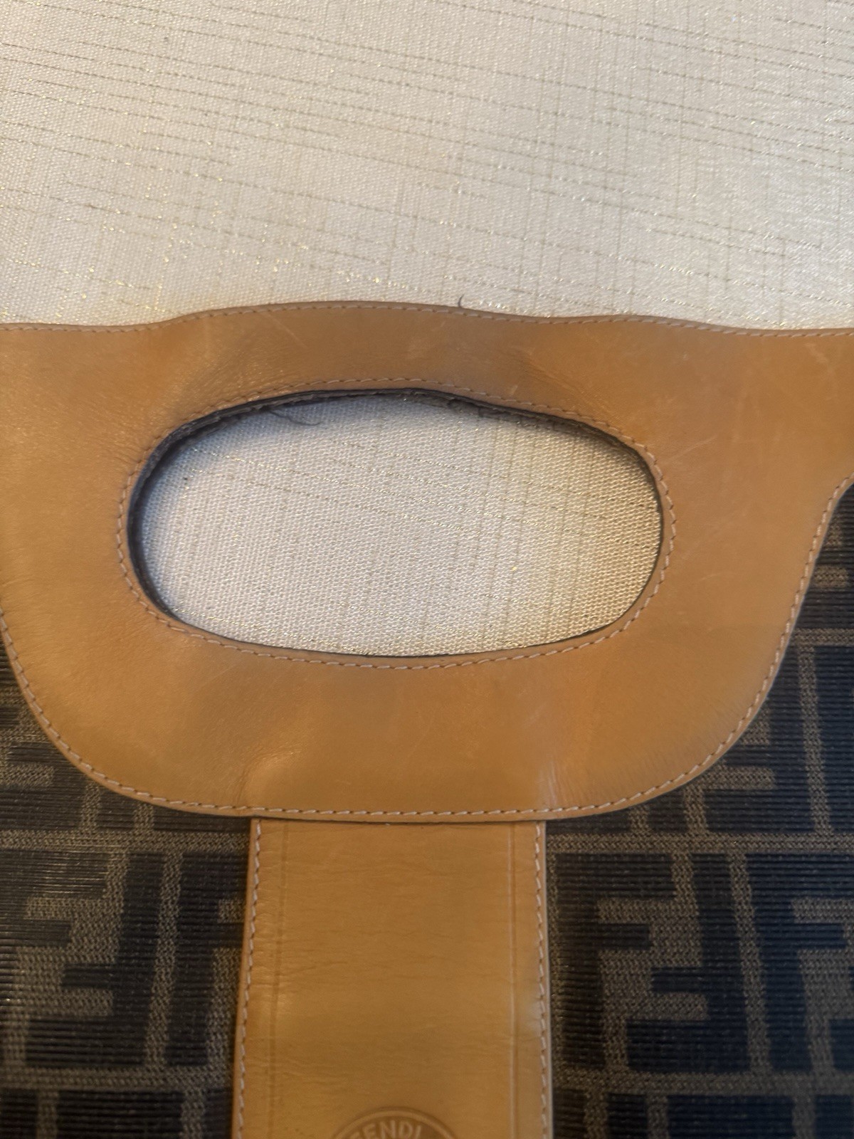 Fendi Zucca FF Logo Brown Top Handle Tote Bag Womens Designer Handbag
