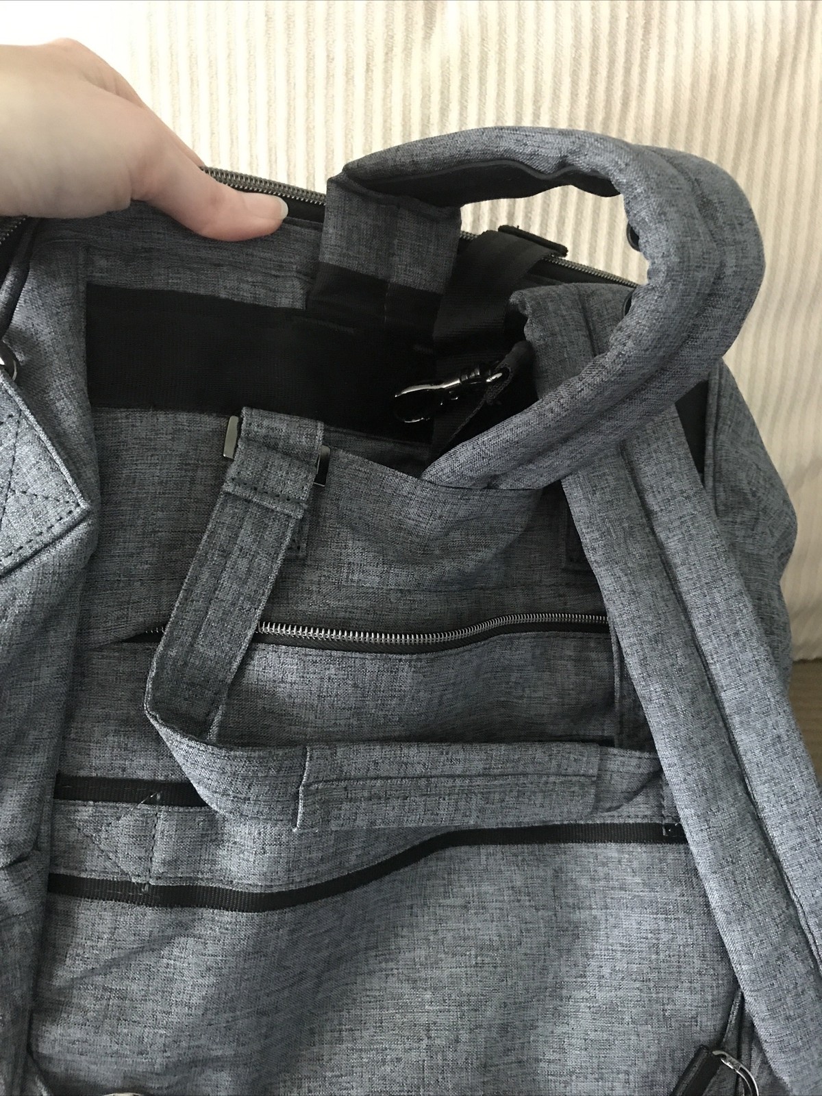 Lug Via 2 Crossbody Tote Backpack Heather Gray Detachable Adjustable Straps