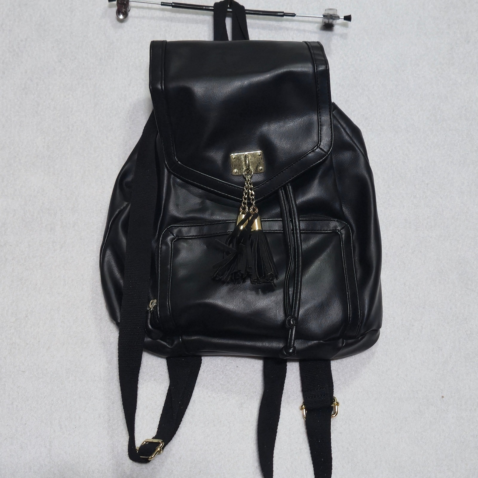 Arizona Jean Co Backpack Womens OS Black Faux Leather Tassel Drawstring