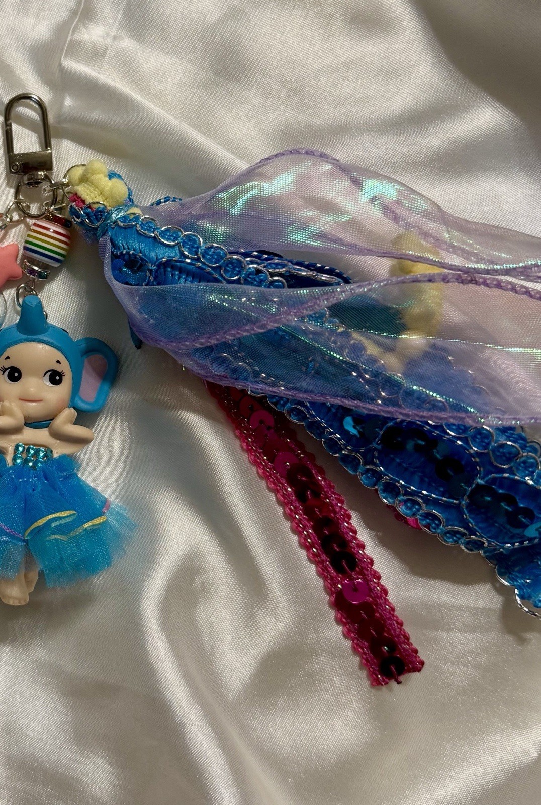 Custom made Elephant Doll Bag Charm Blue Sonny Angel Style Kitsch Vibe