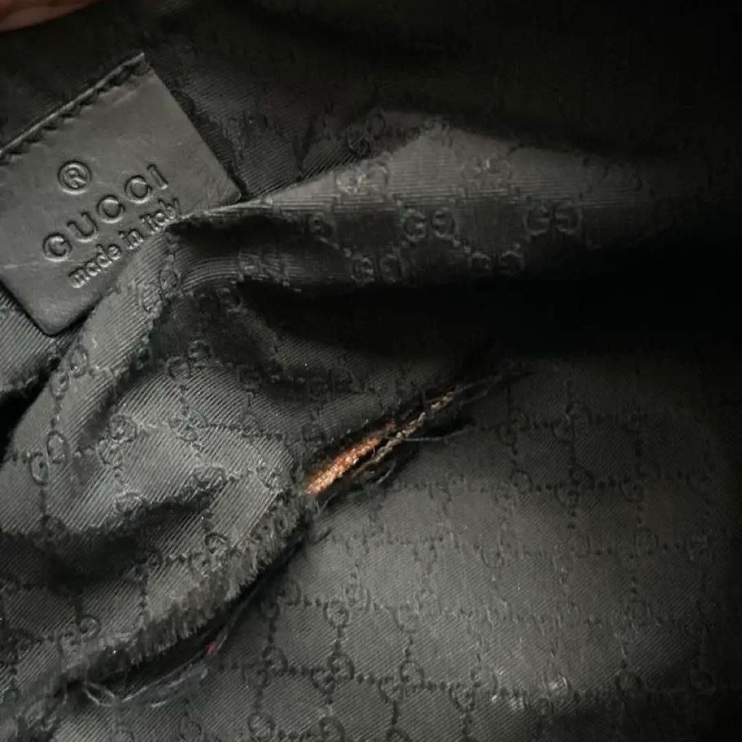 GUCCI Black Denim Canvas Handbag Pouch 28×11.5cm Silver Hardware Authentic