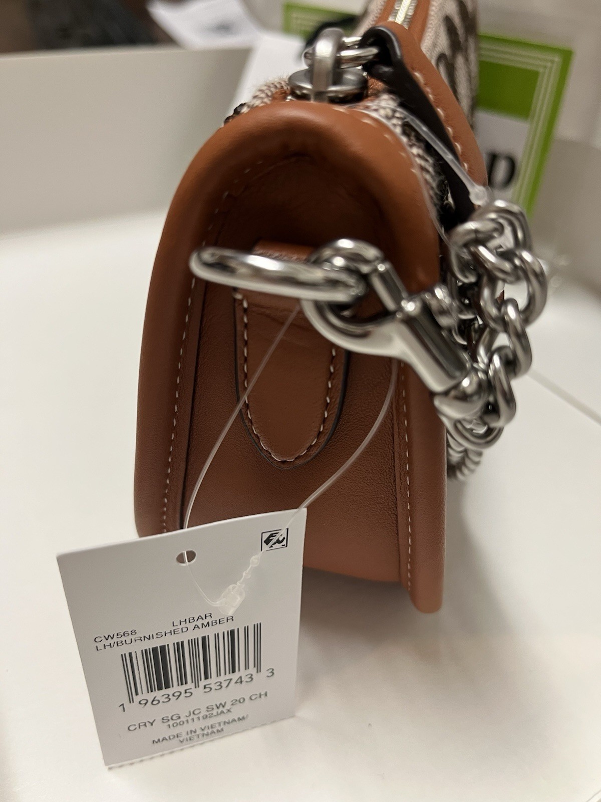 NWT Coach Swinger 20 Crystal Bag Burnished Amber Signature Jacquard CW568