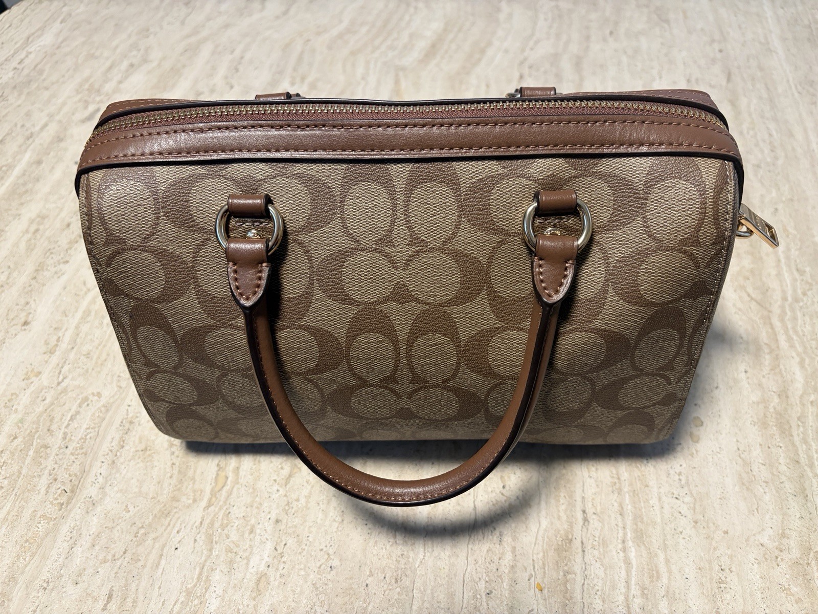 Coach Signature Coated Canvas Rowan Satchel Crossbody Bag – Brown