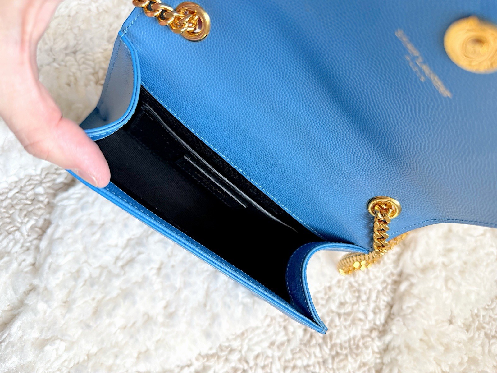 YSL Saint Laurent Kate Small Monogram Blue Shoulder Bag Crossbody