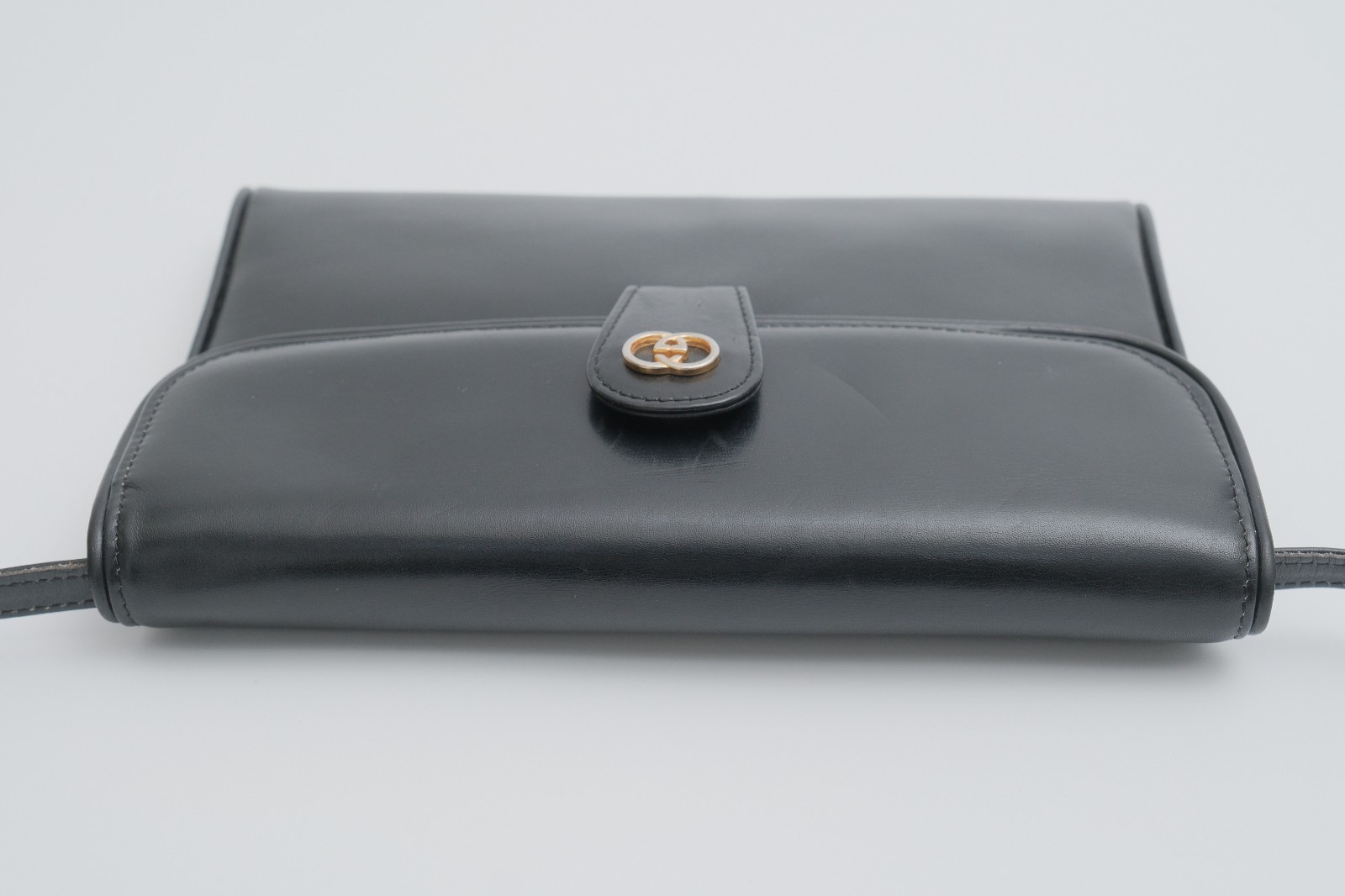 Vintage Gucci Shoulder Clutch Bag 2way Purse Crossbody Leather Black