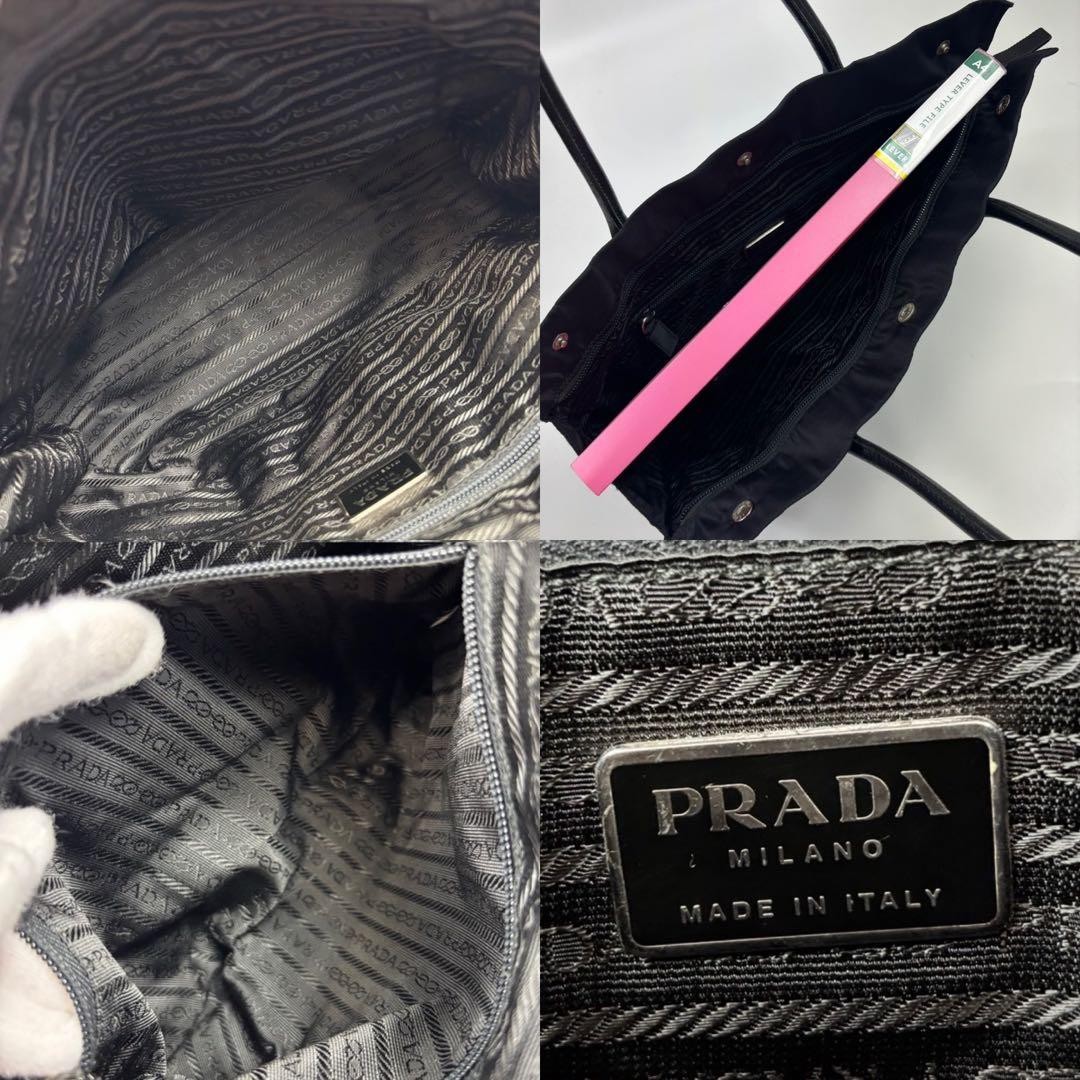 PRADA TESSUTO TREND tote bag leather nylon logo button From Japan