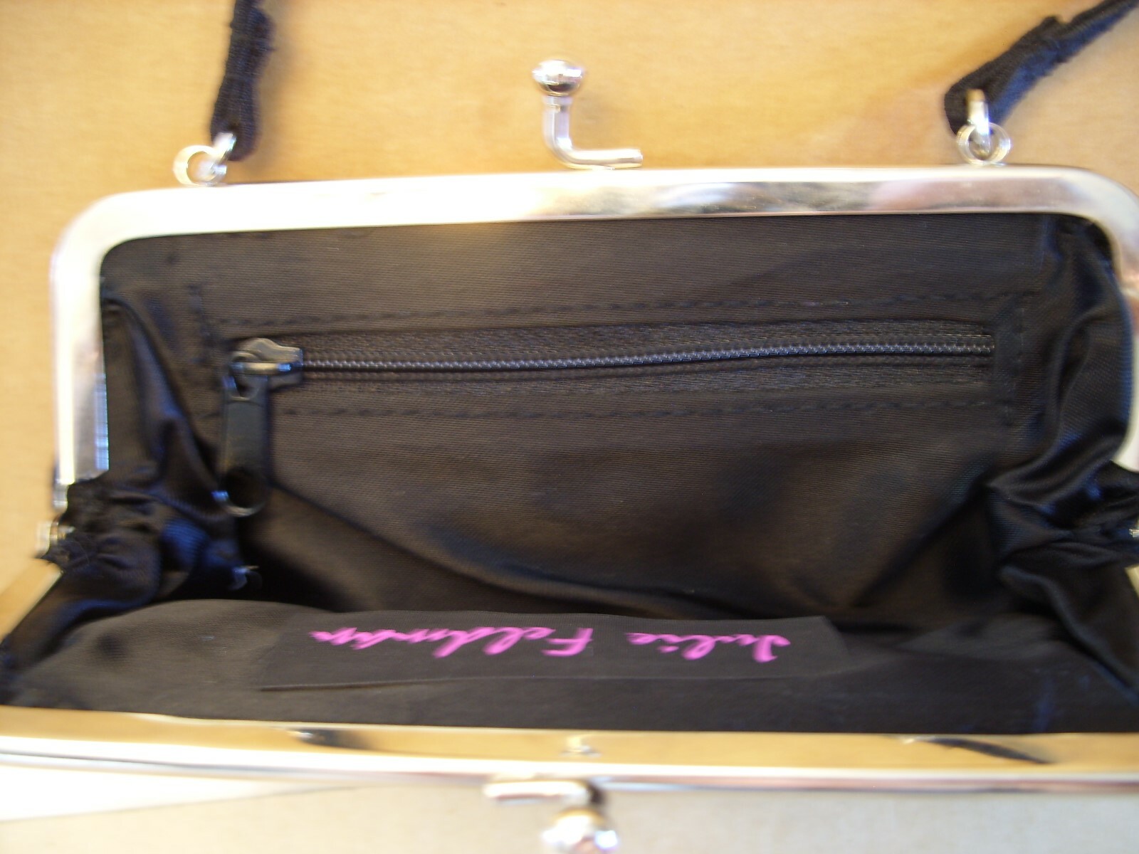 Julie Feldman Black Evening Wristlet Purse w/ Rosettes 6.5 in x 3.5 in