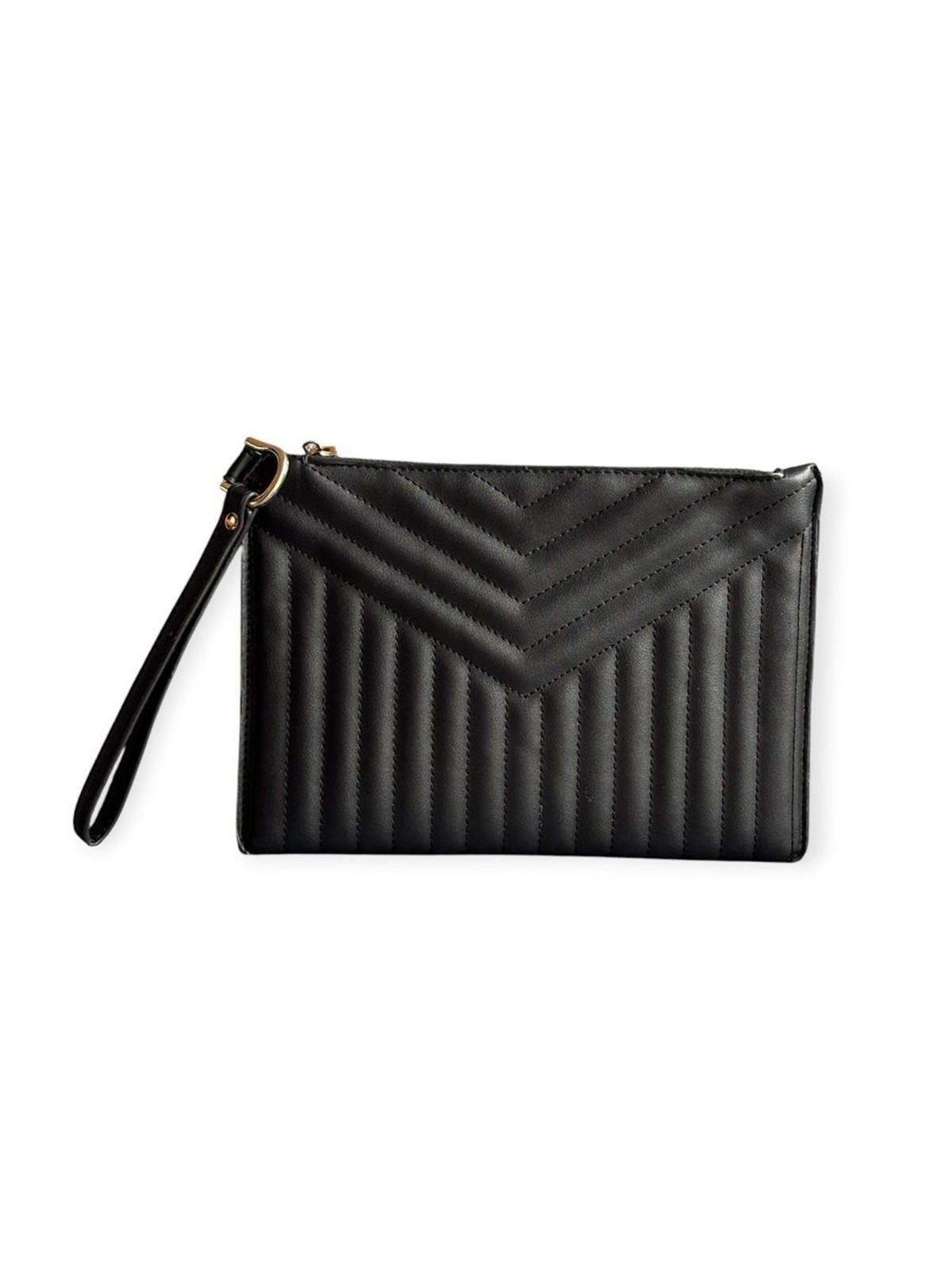 A New Day Black Chevron Quilted Faux Leather Wristlet Clutch