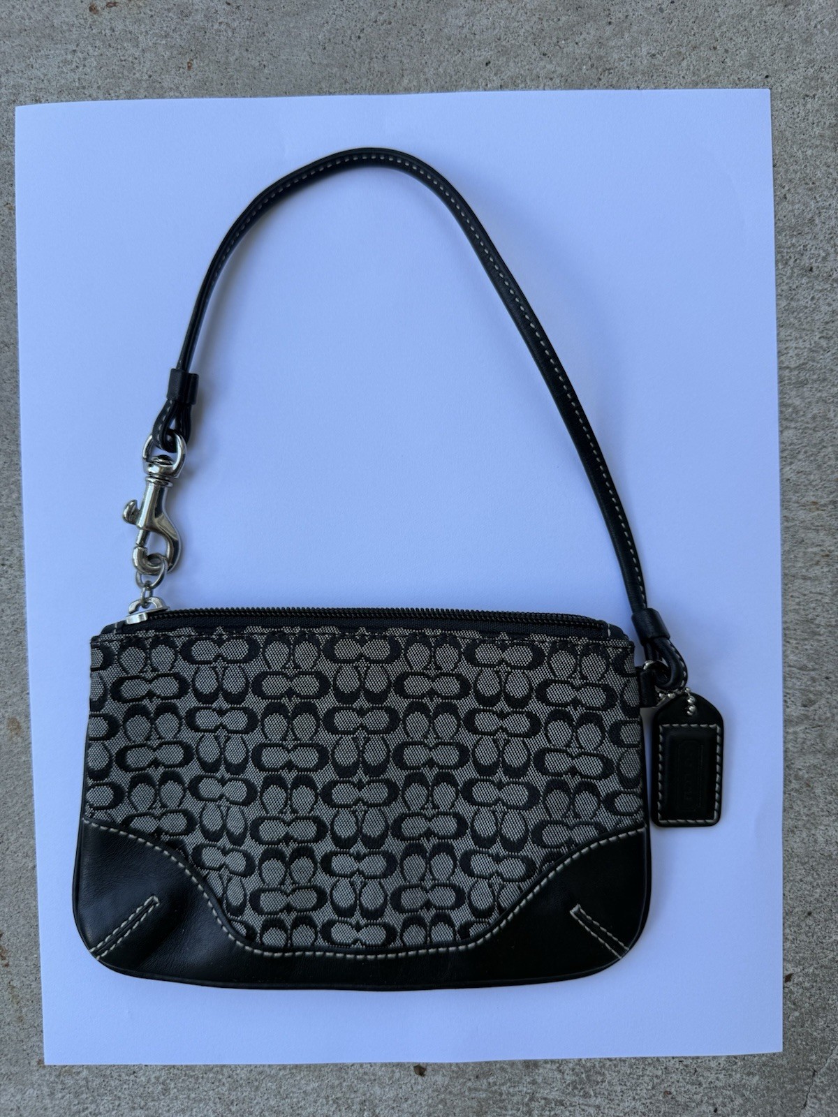 COACH VINTAGE SIGNATURE C MONOGRAM ZIP WRISTLET CANVAS BLACK