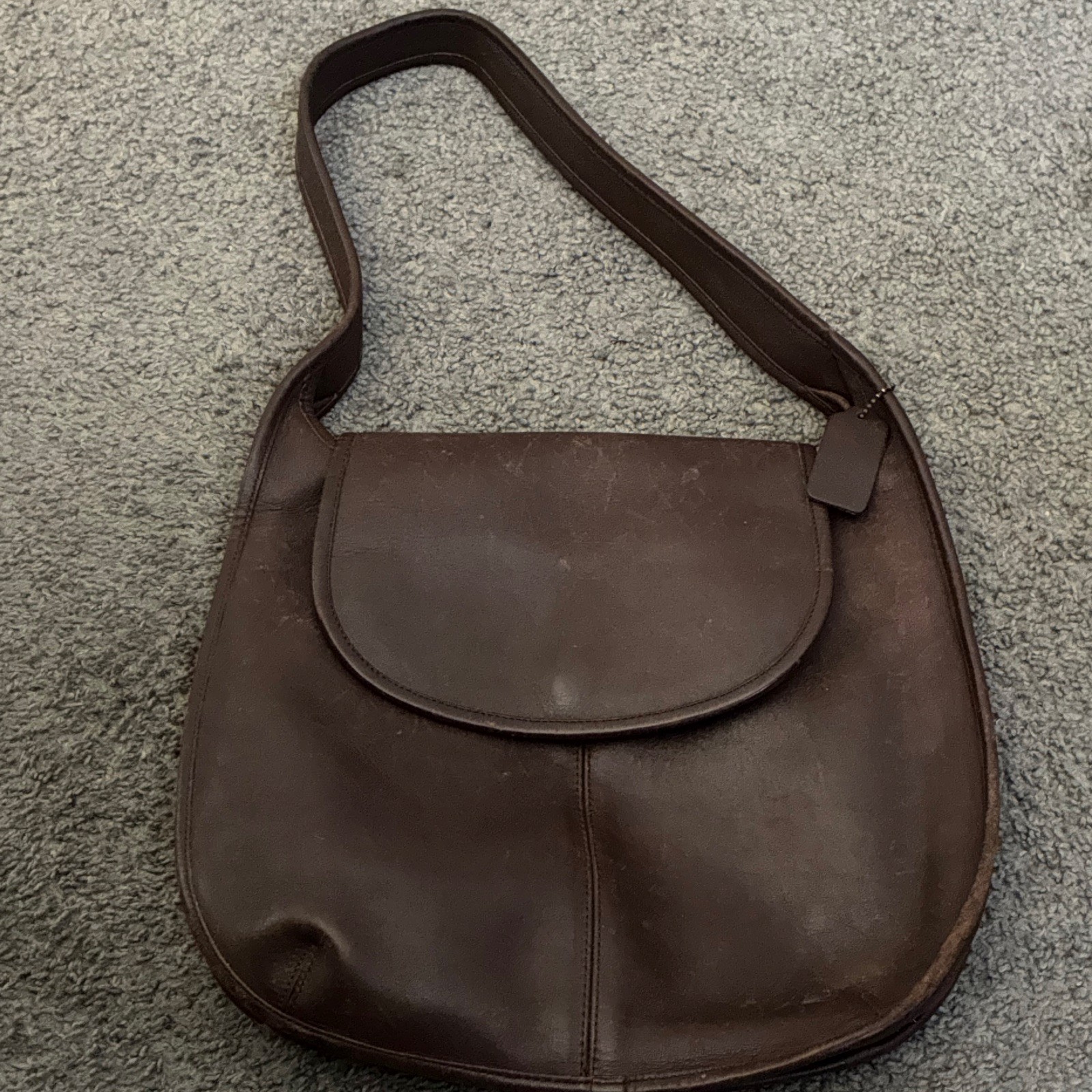 Brown Women’s Shoulder Bag Purse Flap Front Solid Strap Accent