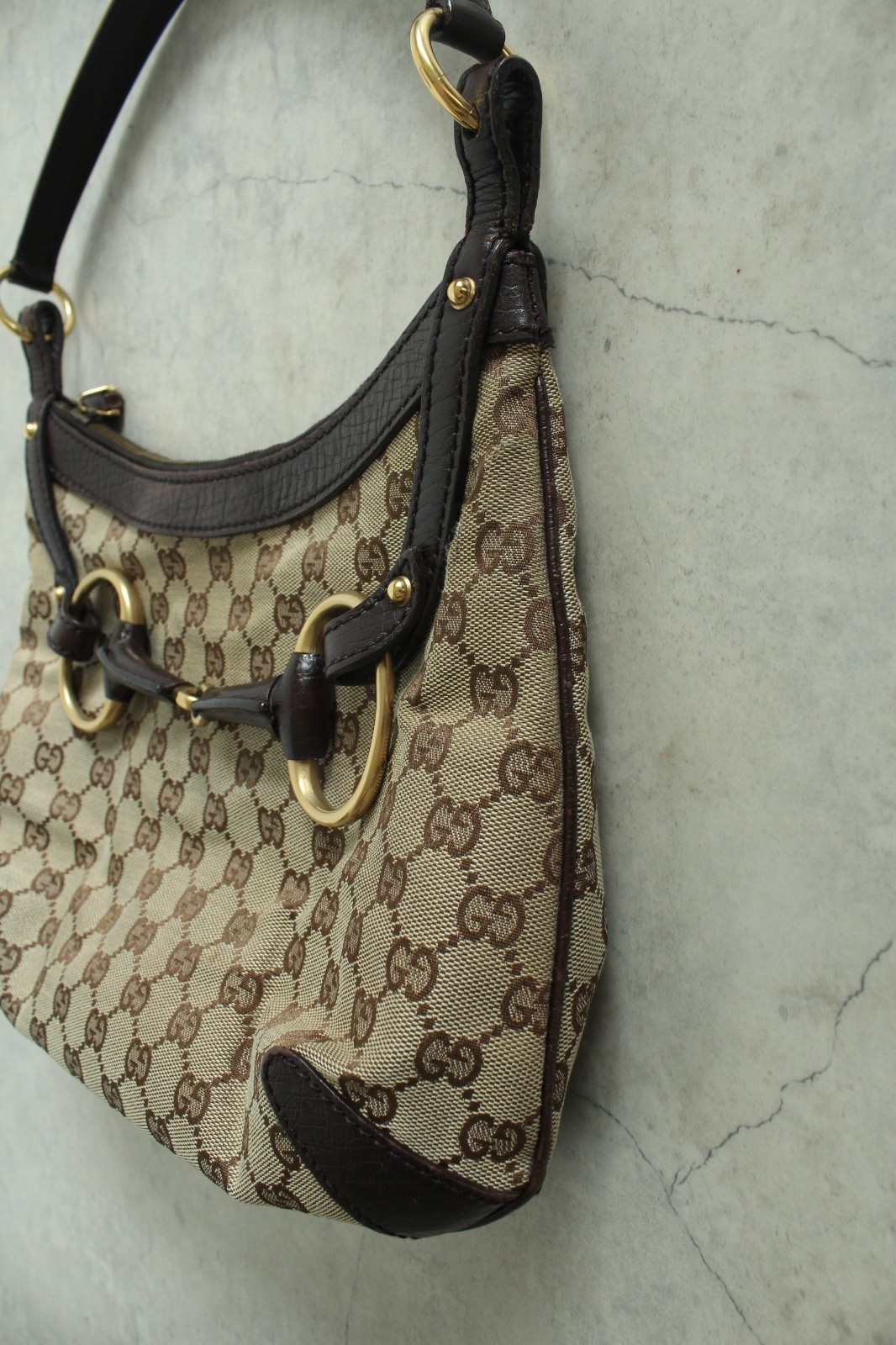 Gucci Canvas Horsebit hobo bag — Tom Ford era (Entrupy Certified)