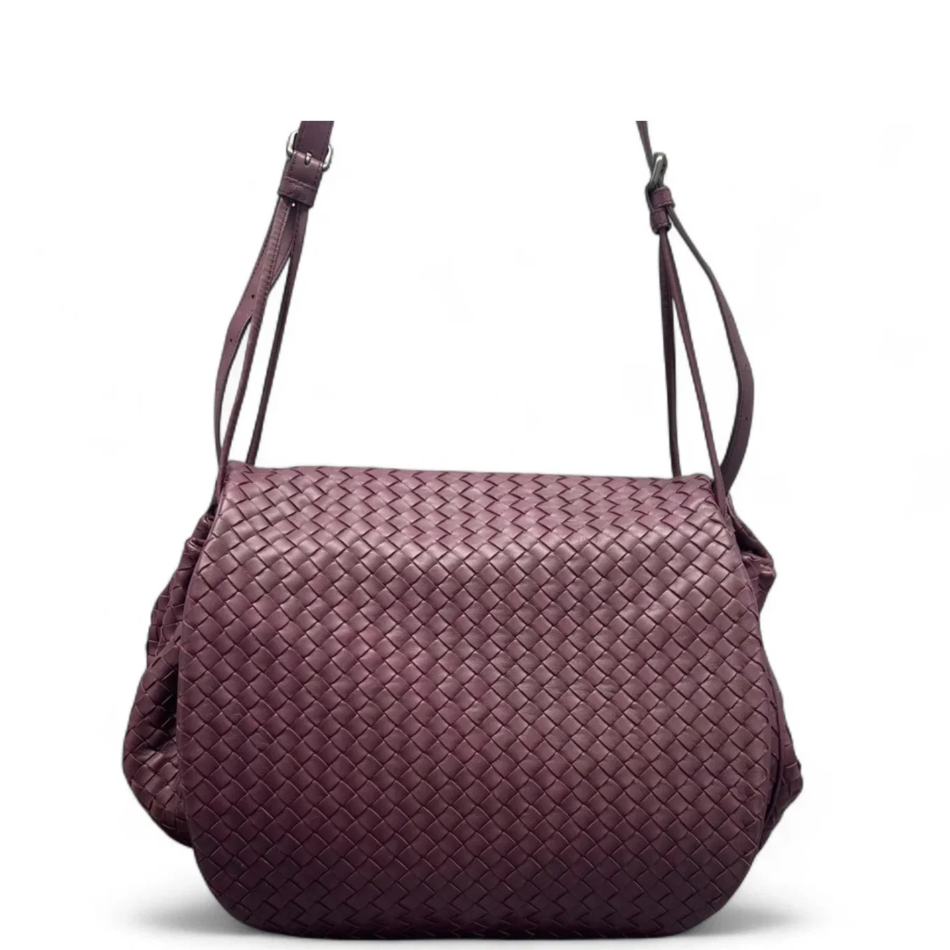 Bottega Veneta Shoulder Bag Plum Purple Calfskin Intrecciato (qy071626a5r)